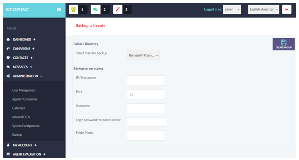 ICTContact-Data-Backup-Access-server, Backup-Create-Webrtc 