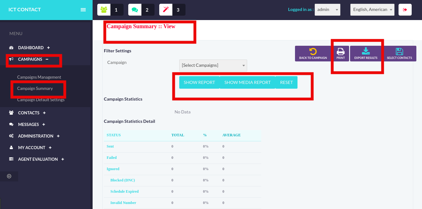 ICTContact-campaign-summary, Campaign-statistics-detail